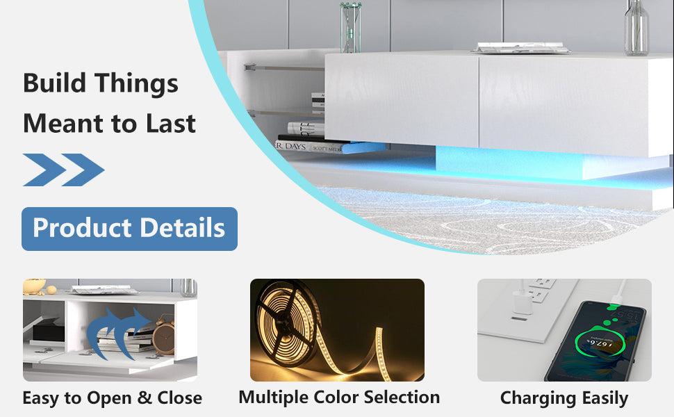 Cannes LED TV Stand White 75"