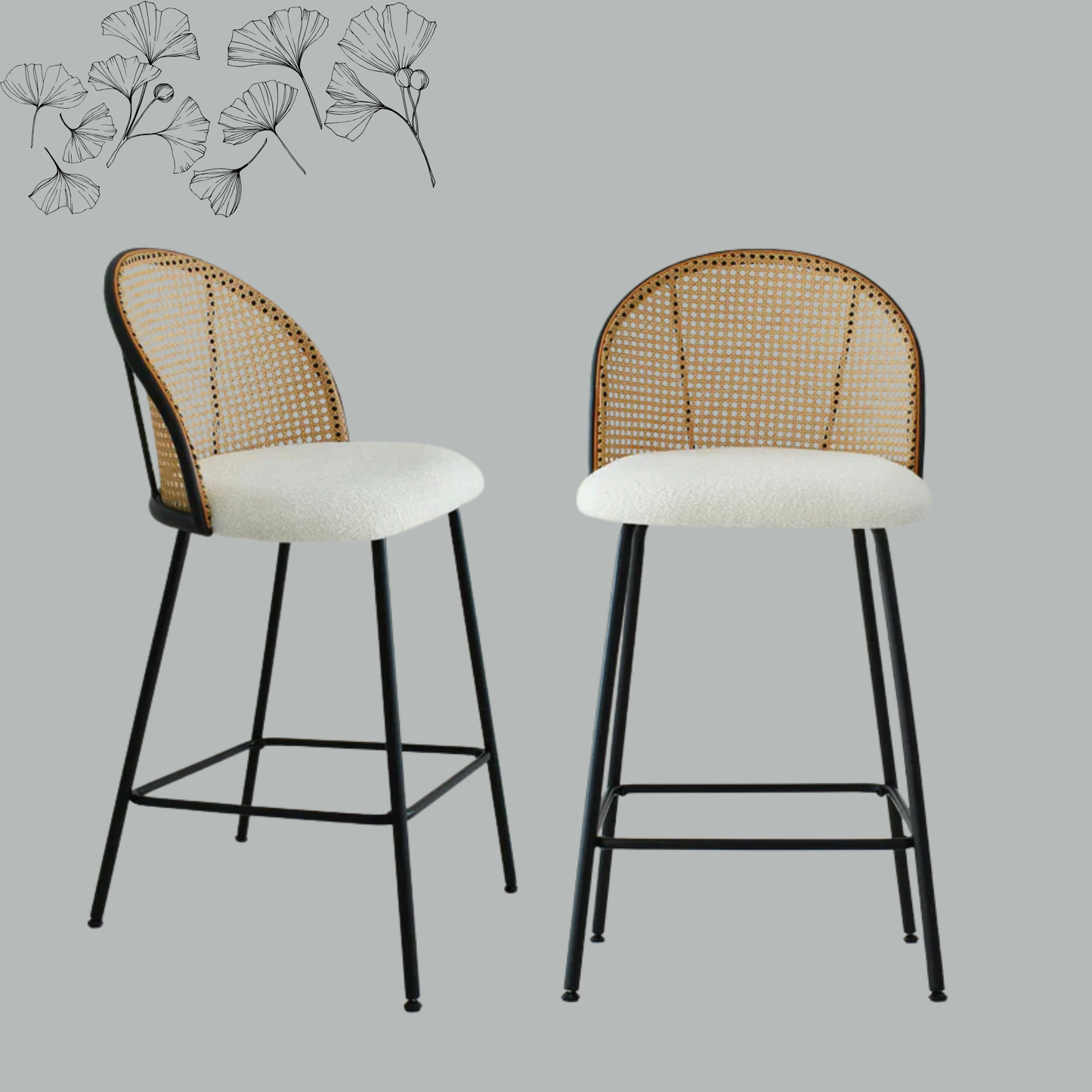 Amilia Bar Stool 2PCs White