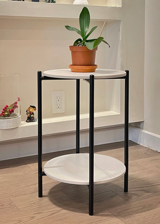 END COFFEE SIDE TABLE, STONE, TWO LAYER