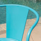 Atlanta Iron Bistro Chair Teal chair back and Seat Slat Close-Up Detail | KOSSMAI