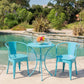 Atlanta 3-Piece Iron Bistro Patio Set Blue Round Table and 2 Armchairs Outdoor | KOSSMAI