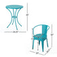 Atlanta 3-Piece Bistro Set Teal Full Dimensions Side View | KOSSMAI