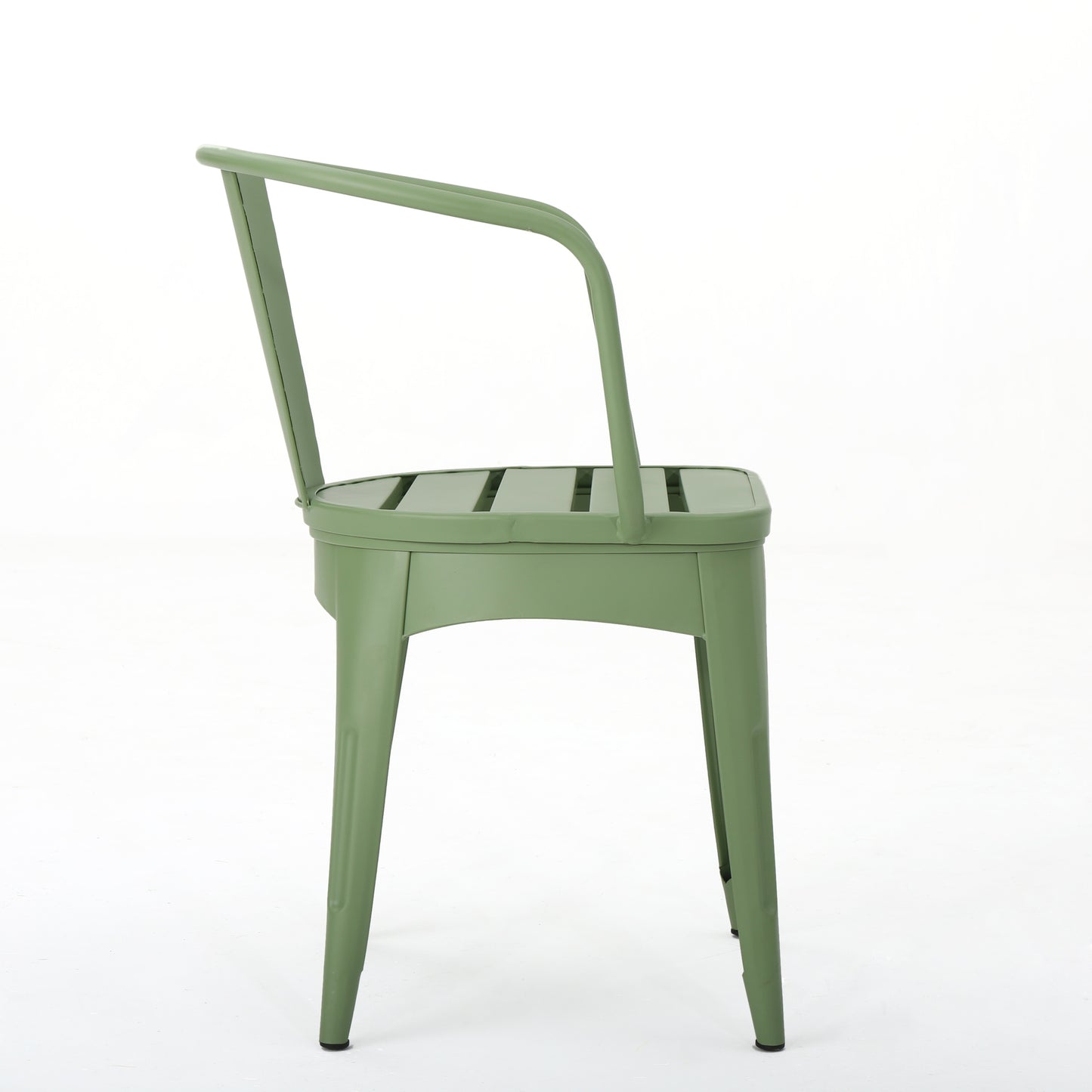 Atlanta 3-Piece Iron Bistro Set Green on Outdoor Patio chair side | KOSSMAI