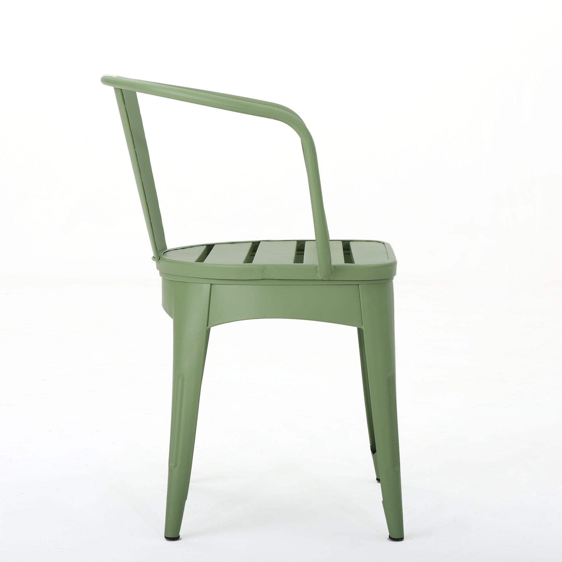 Atlanta 3-Piece Iron Bistro Set Green on Outdoor Patio chair side | KOSSMAI