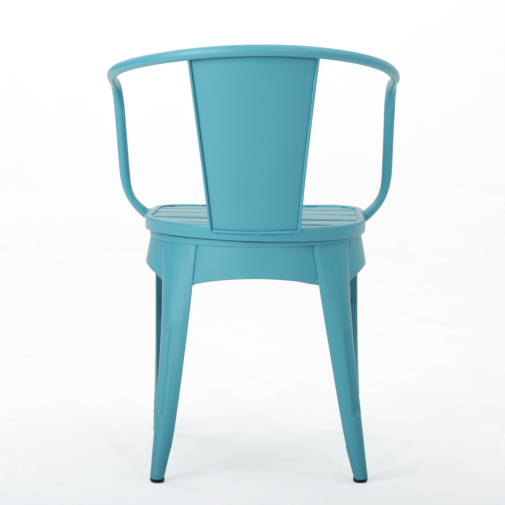 Atlanta 3-Piece Iron Bistro Patio Set Blue Round Table and 2 Armchairs | KOSSMAI