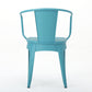 Atlanta 3-Piece Iron Bistro Patio Set Blue Round Table and 2 Armchairs | KOSSMAI