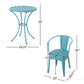 Atlanta 3-Piece Iron Bistro Patio Set blue  Round Table and 2 Armchairs dimension| KOSSMAI