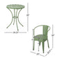 Atlanta Iron Bistro Round Table Green Slat dimension Close-Up | KOSSMAI