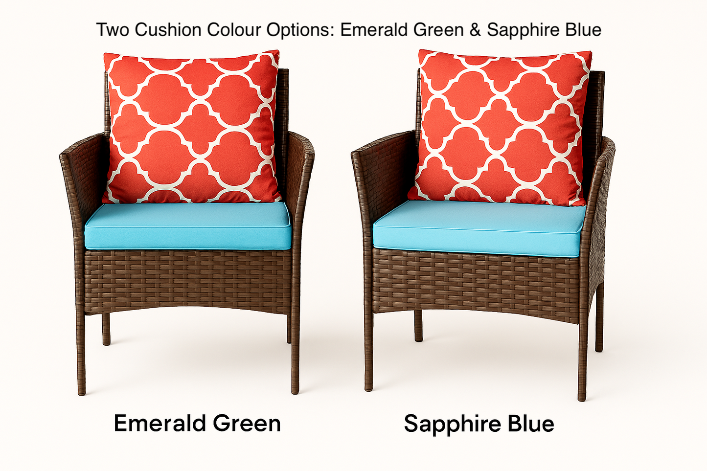 Elio Patio Armchair in Emerald Green and Sapphire Blue Cushion Colour Options | KOSSMAI