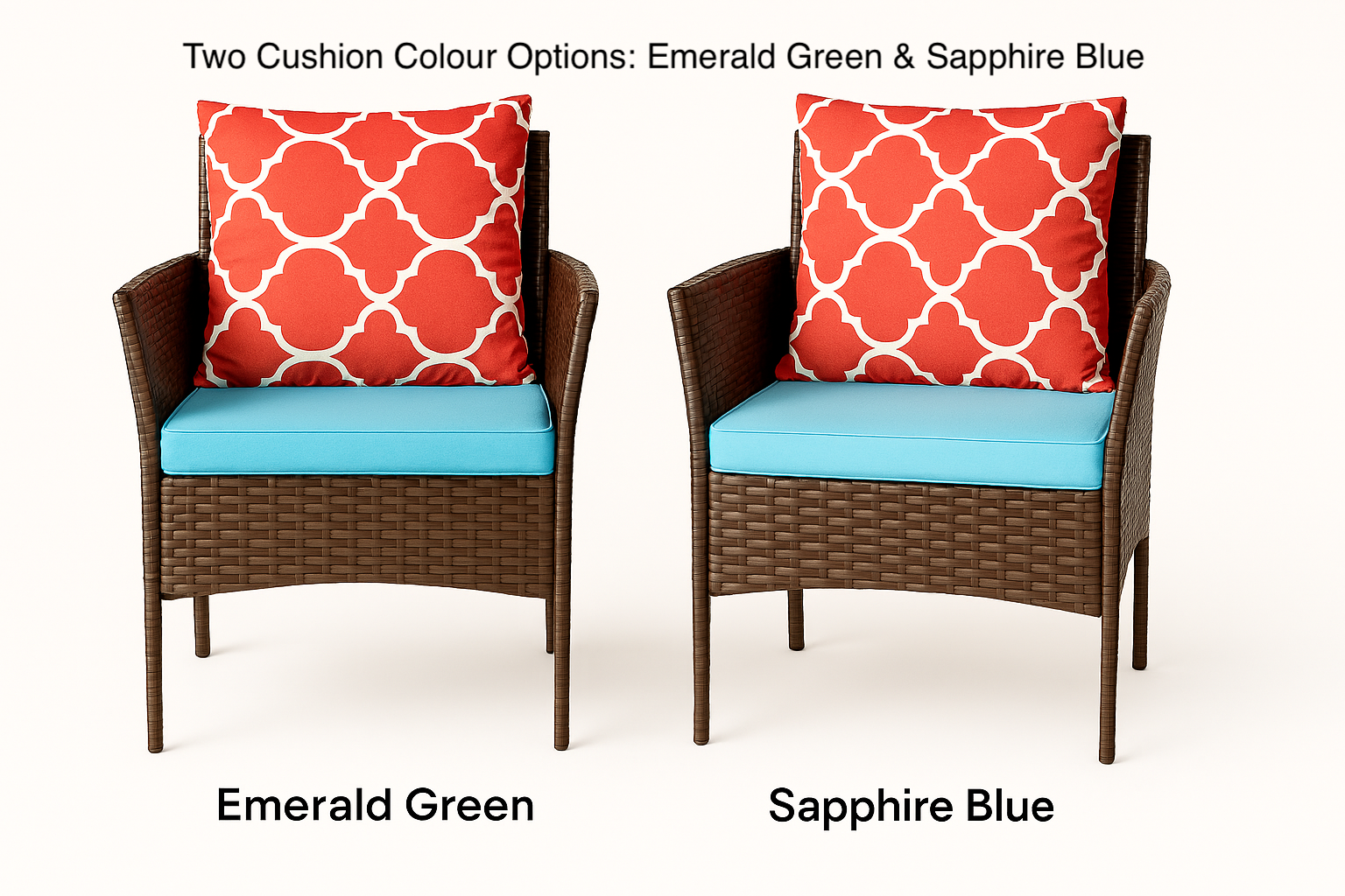 Elio Patio Armchair in Emerald Green and Sapphire Blue Cushion Colour Options | KOSSMAI