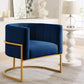 NAVY ARMCHAIR, WITH GOLD LEGS
