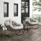 Isla Outdoor PE Rattan Rocking Chair Beige Set of 2 on Porch with Side Table | KOSSMAI