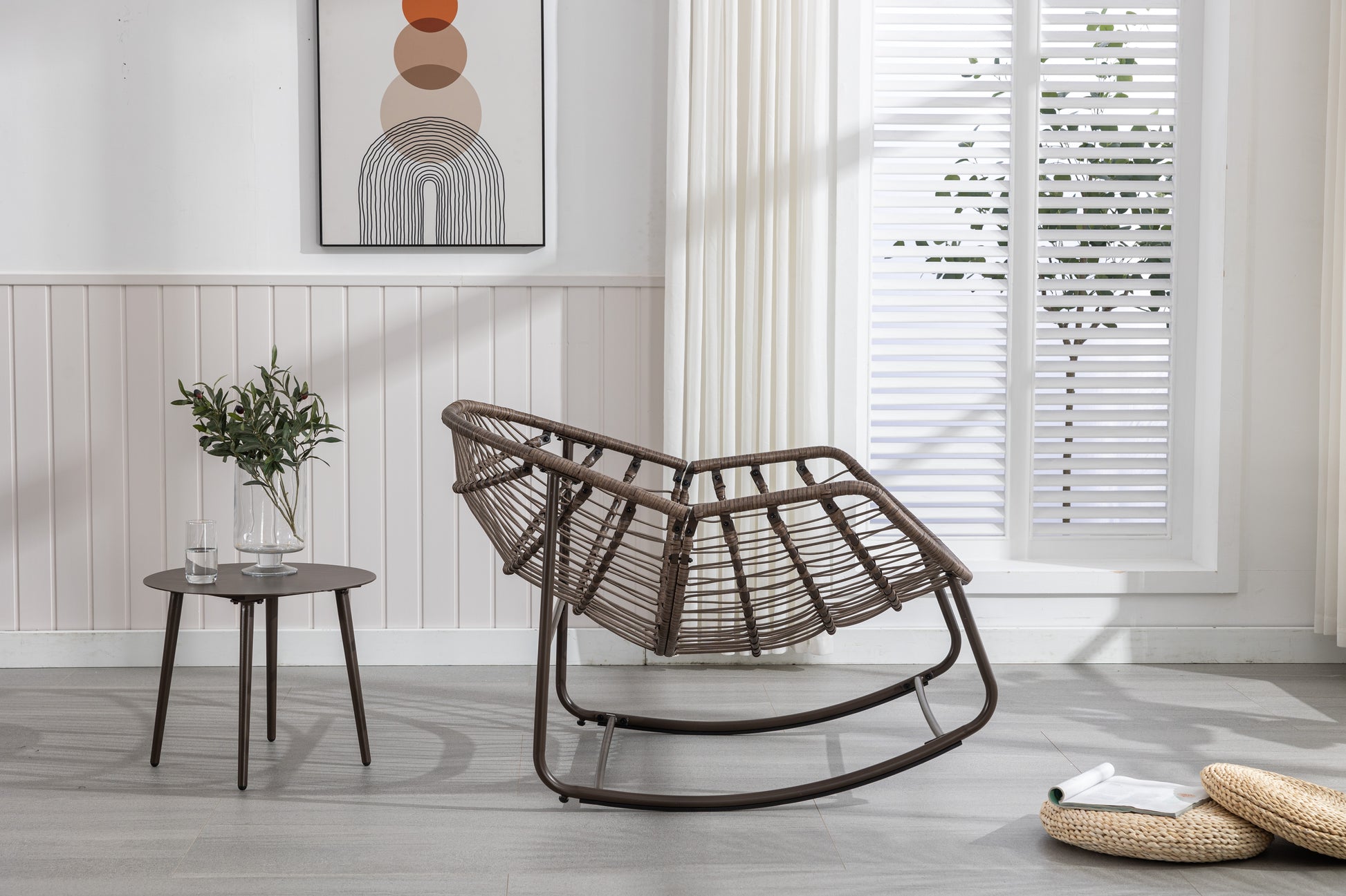 Isla Outdoor PE Rattan Rocking Chair Gray Frame Without Cushion Indoor Setting | KOSSMAI