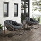 Isla Outdoor PE Rattan Rocking Chair Gray Set of 2 on Porch with Side Table | KOSSMAI