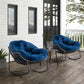 Isla Outdoor PE Rattan Rocking Chair Navy Blue Set of 2 on Porch with Side Table | KOSSMAI