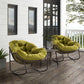 Isla Outdoor PE Rattan Rocking Chair Olive Green Set of 2 on Porch with Side Table | KOSSMAI