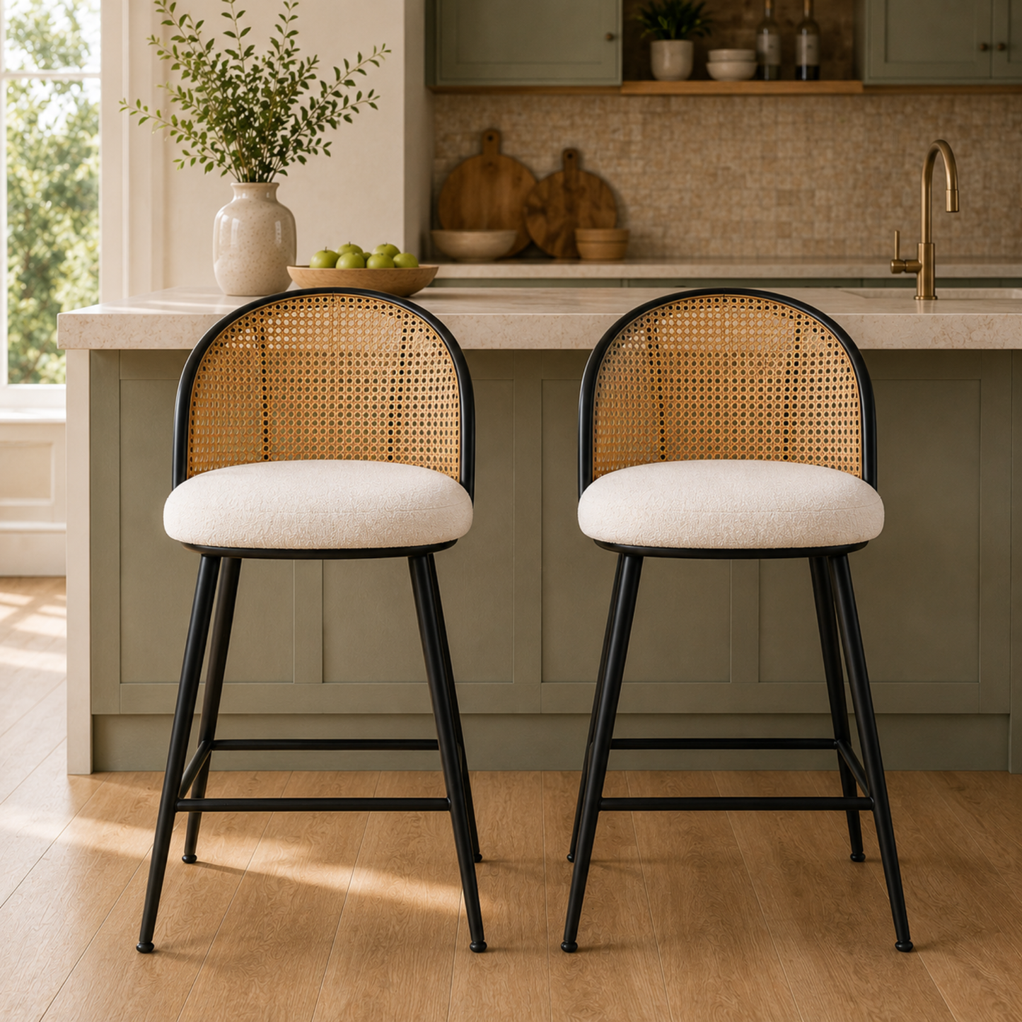 Amilia Bar Stool 2PCs White