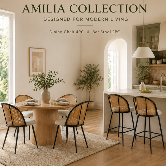 Amilia Bar Stool 2PCs White