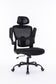 Black office chair with headrest on a white background.KOSSMAI