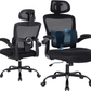 Daphne Office Chair in Black – front and back view showing lumbar support.KOSSMAI